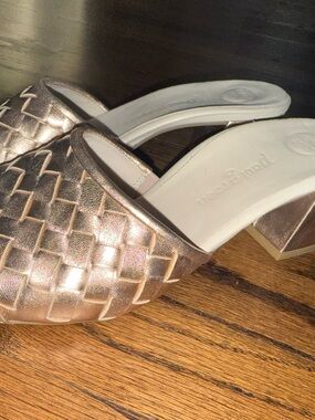 Paul Green Metallic Rose Leather Woven Mule (worn once)